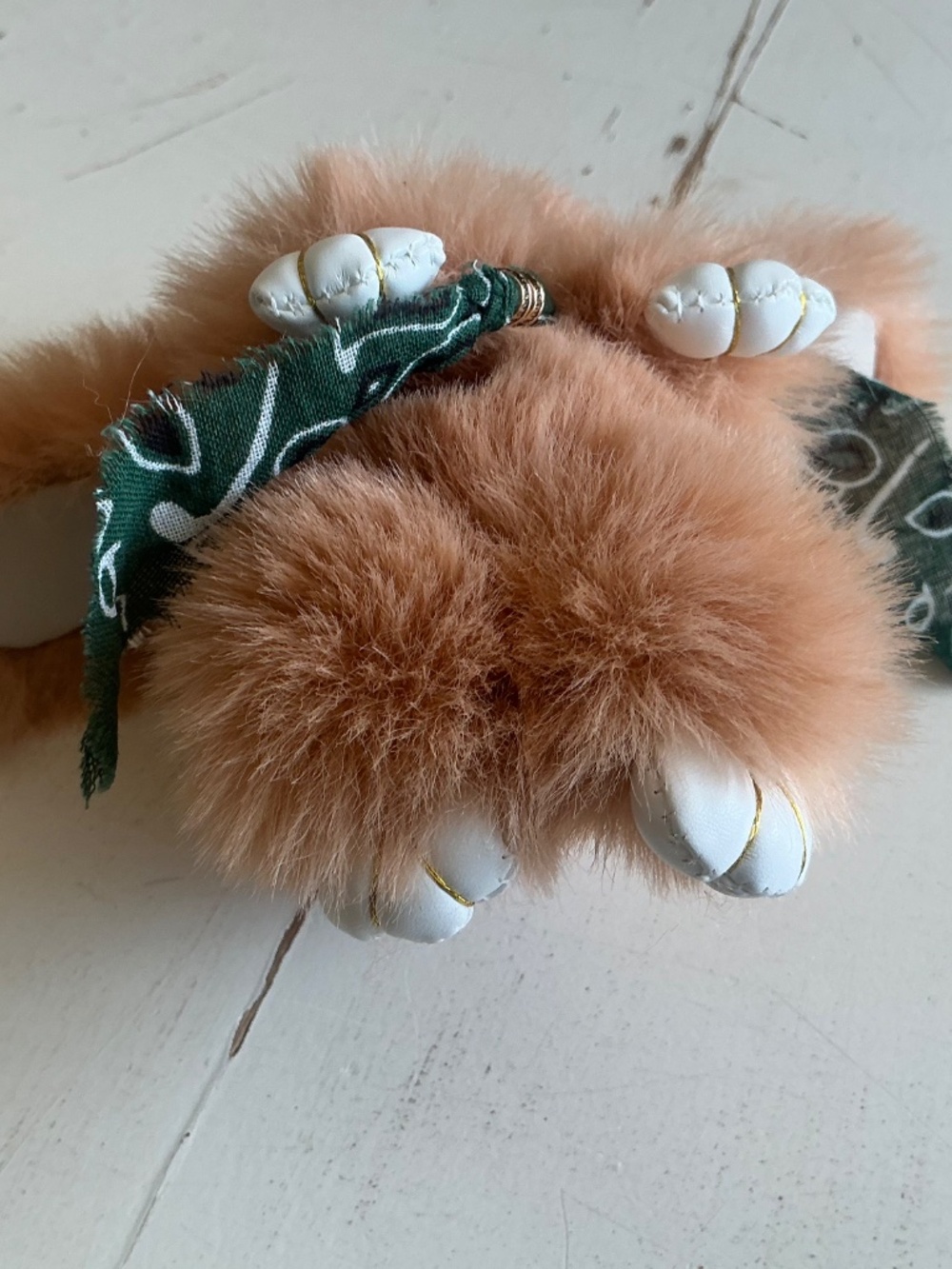 NWT Free People Fluffy Rabbit Bag Charm Oatmeal Tan - Picture 7 of 8